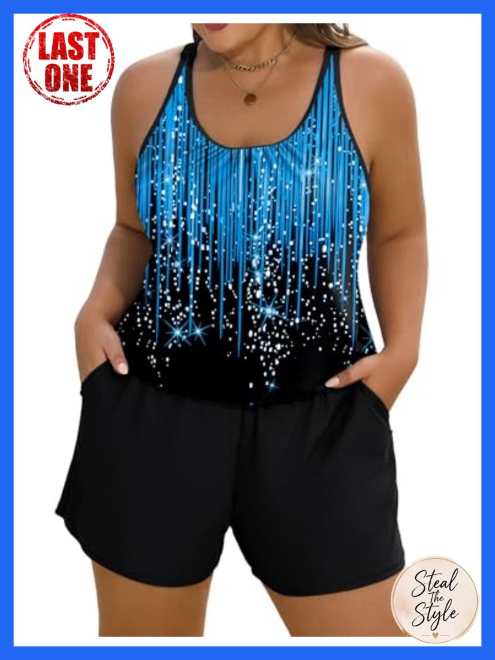 Plus Size One Piece Swim Romper with Pockets Modest Bathing Suit UPF 50+